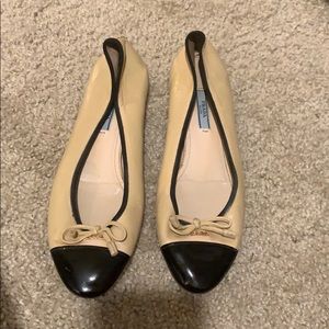 Prada logo leather flats